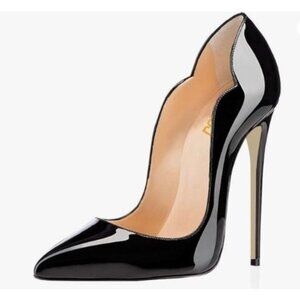 FSJ Black Pointed Toe High Heels Sexy Stiletto Pumps Office Lady Casual Shoes